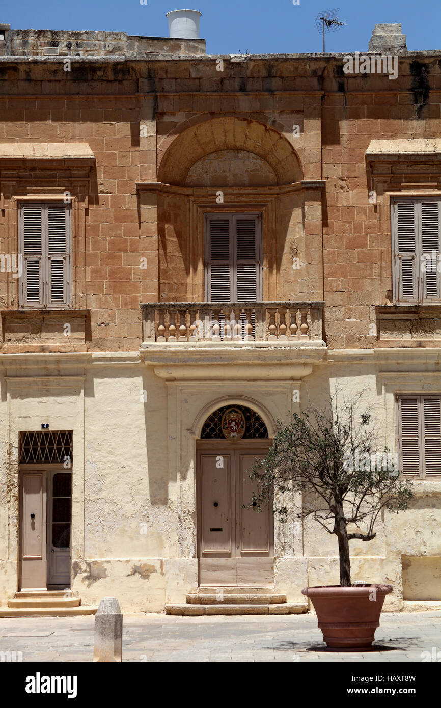 Upright view of grand public building in Mdina Malta Stock Photo