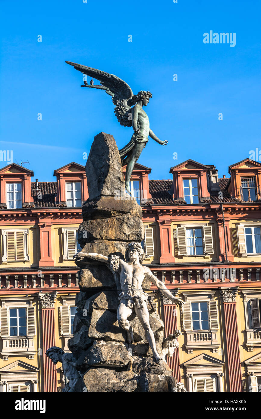 Statuto Square Monument in Turin, Italy Stock Photo