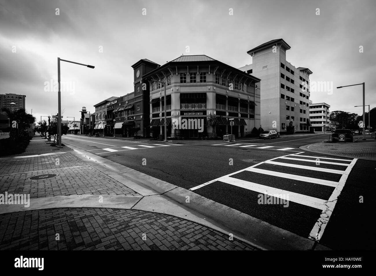 Buildings along Atlantic Avenue, in Virginia Beach, Virginia. Stock Photo