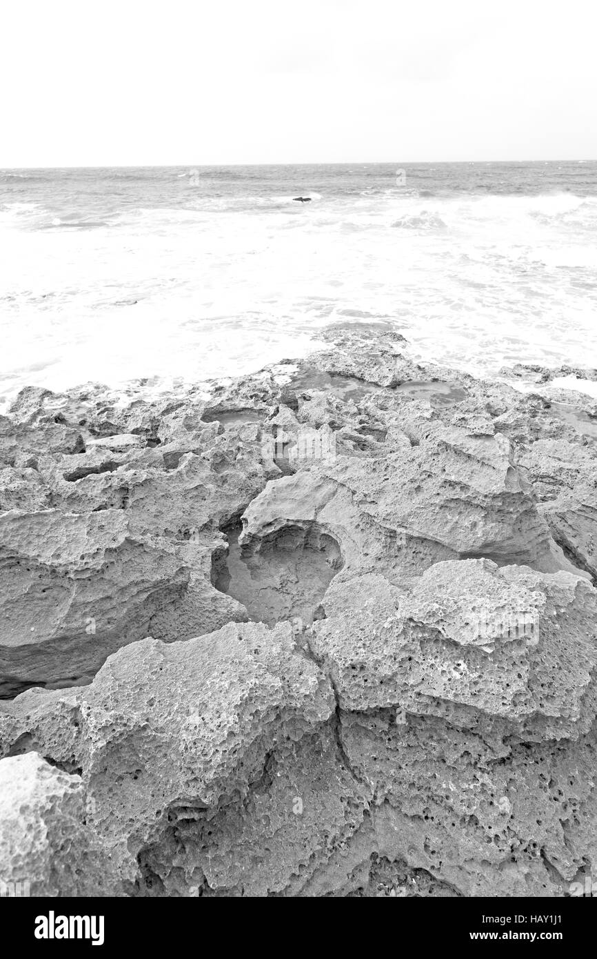 blur in south africa   sky ocean  isimagaliso reserve nature and rocks Stock Photo