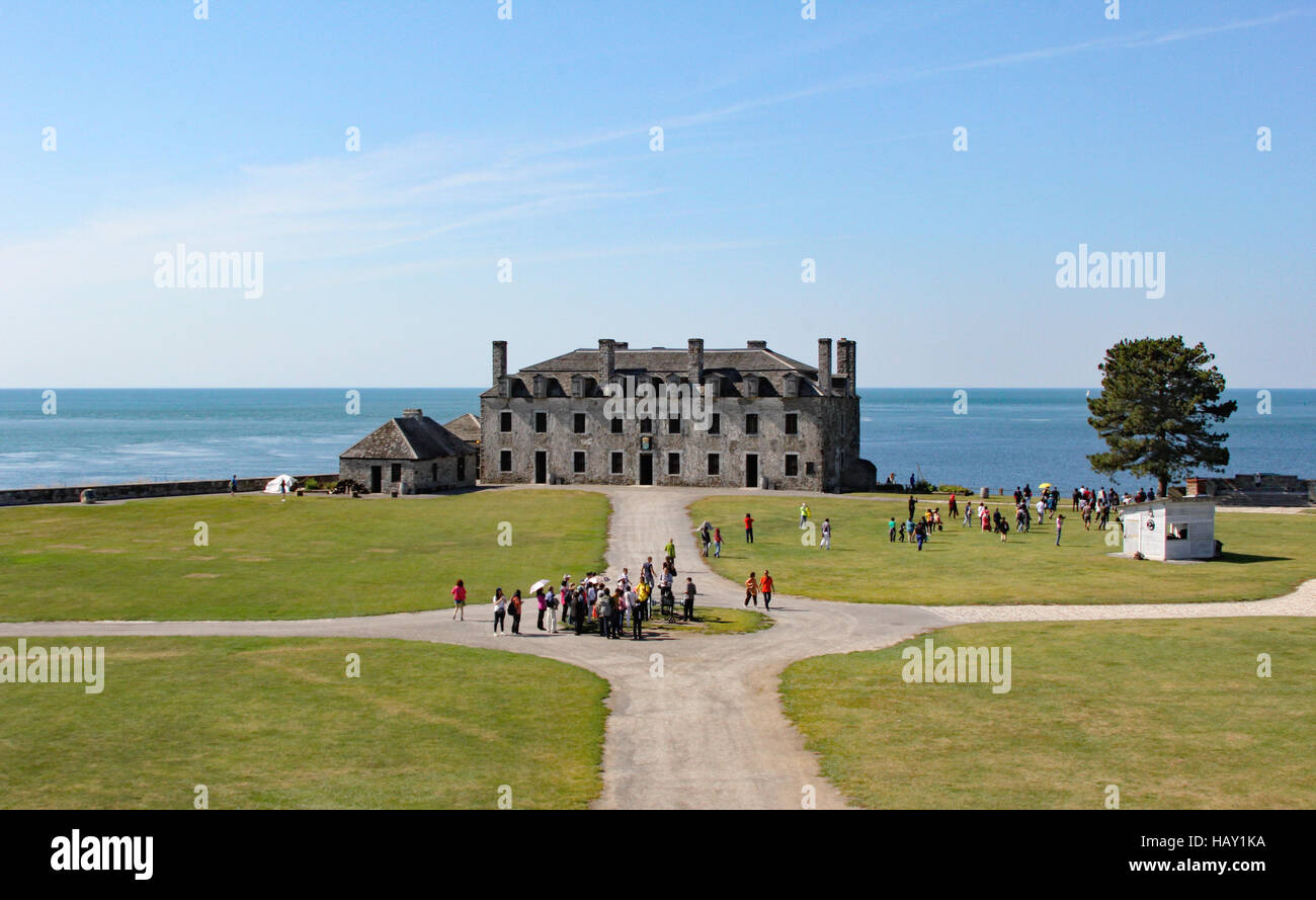 Old Fort Niagara  with visitors exploring the historic site where the Niagara River joins Lake Ontario near Youngstown New York Stock Photo