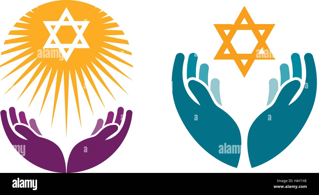Hands holding Star of David. Icon or symbol vector Stock Vector