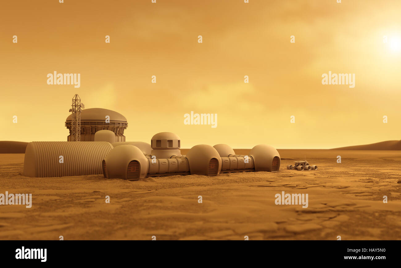 Base on Mars - 3D Rendering Stock Photo