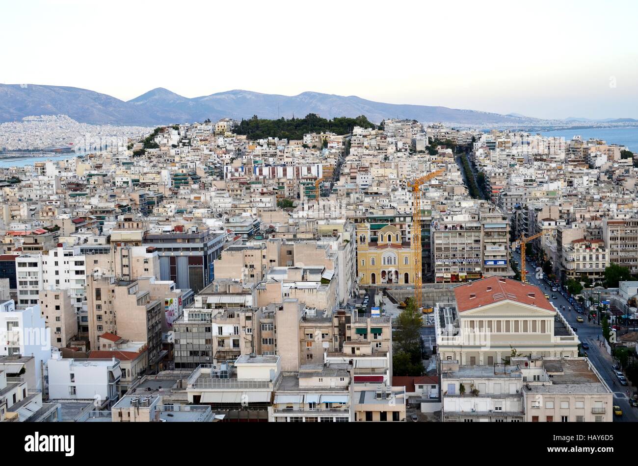 Photos from the tallest building in Athens and once in the Balkans Stock Photo