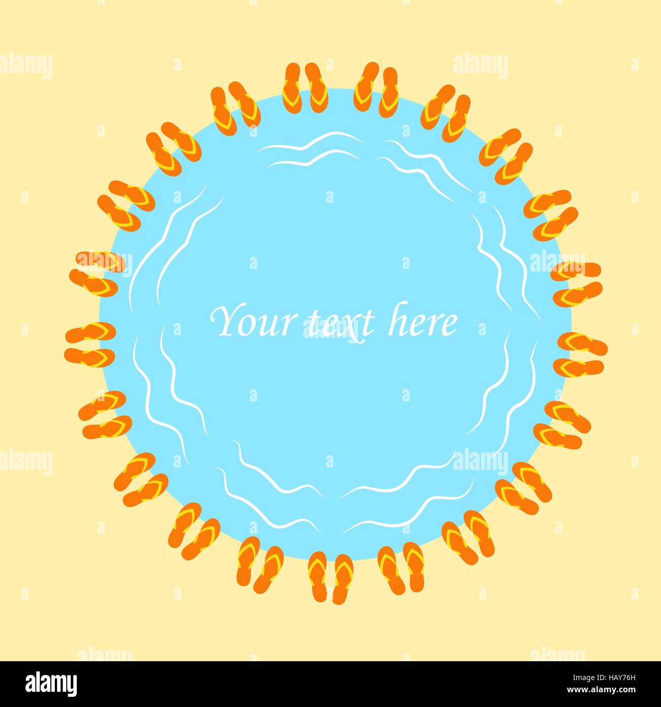 Flip Flops frame for text. Beach flip flops blank template. Vector