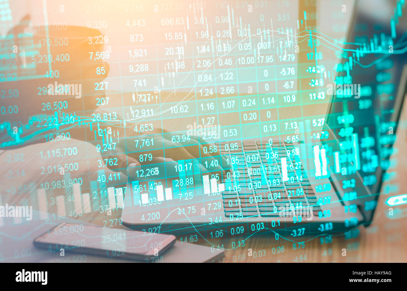 Graph of stock market data and financial with stock analysis indicator ...