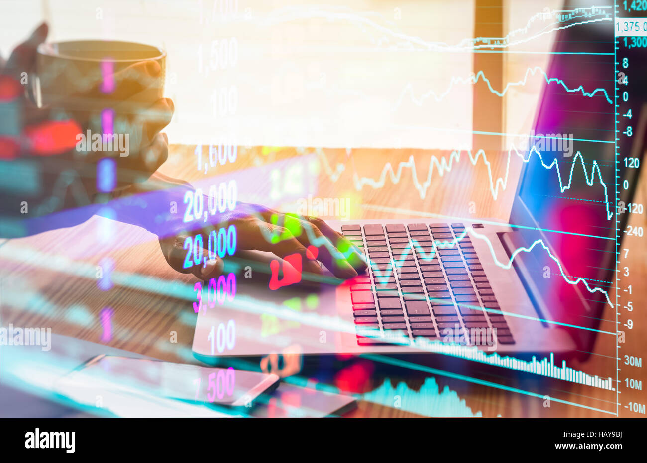 Graph of stock market data and financial with stock analysis indicator ...