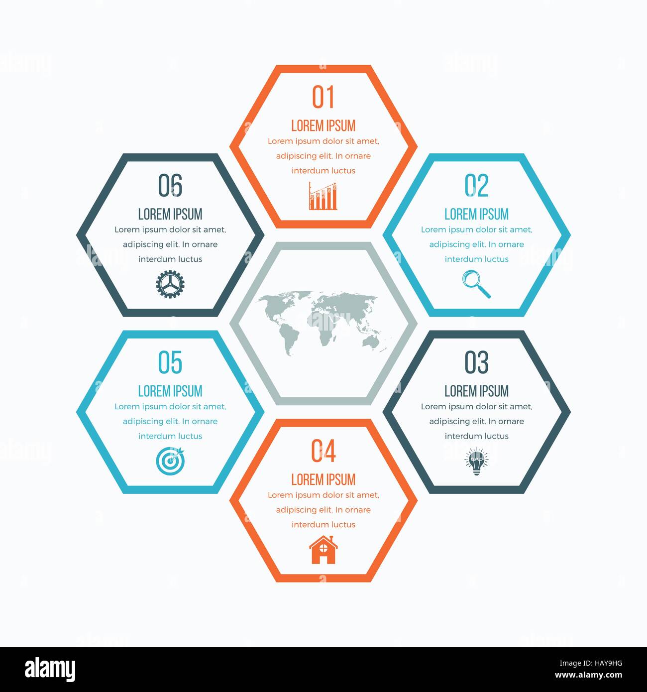 Vector illustration infographics six hexagons Stock Vector Image & Art ...