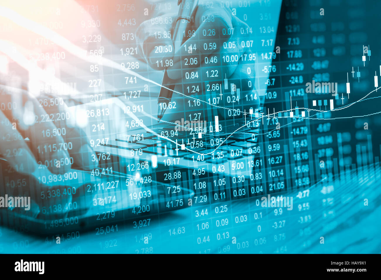 Graph of stock market data and financial with stock analysis indicator ...