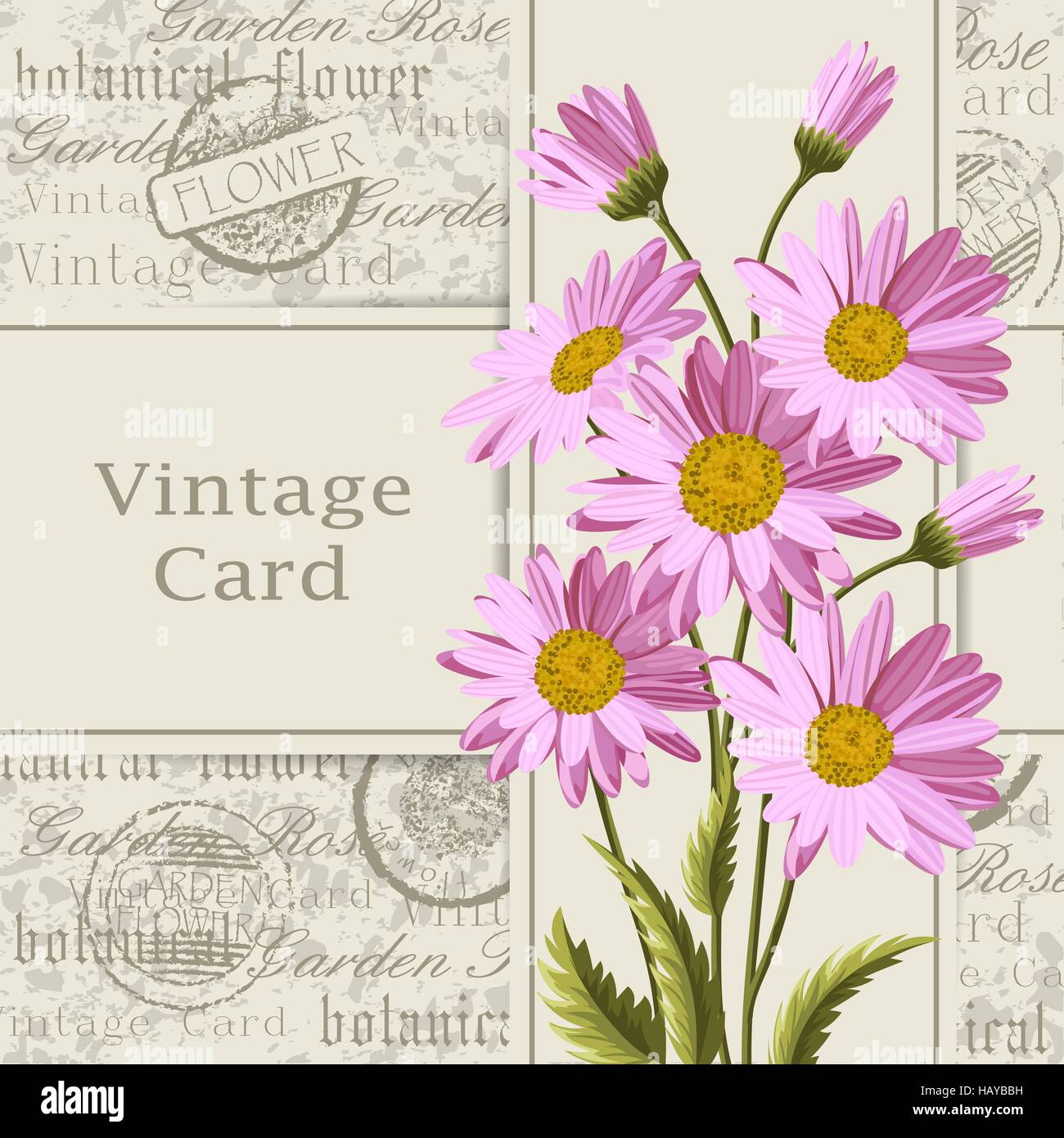 Vintage card with flowers Stock Vector Image & Art - Alamy