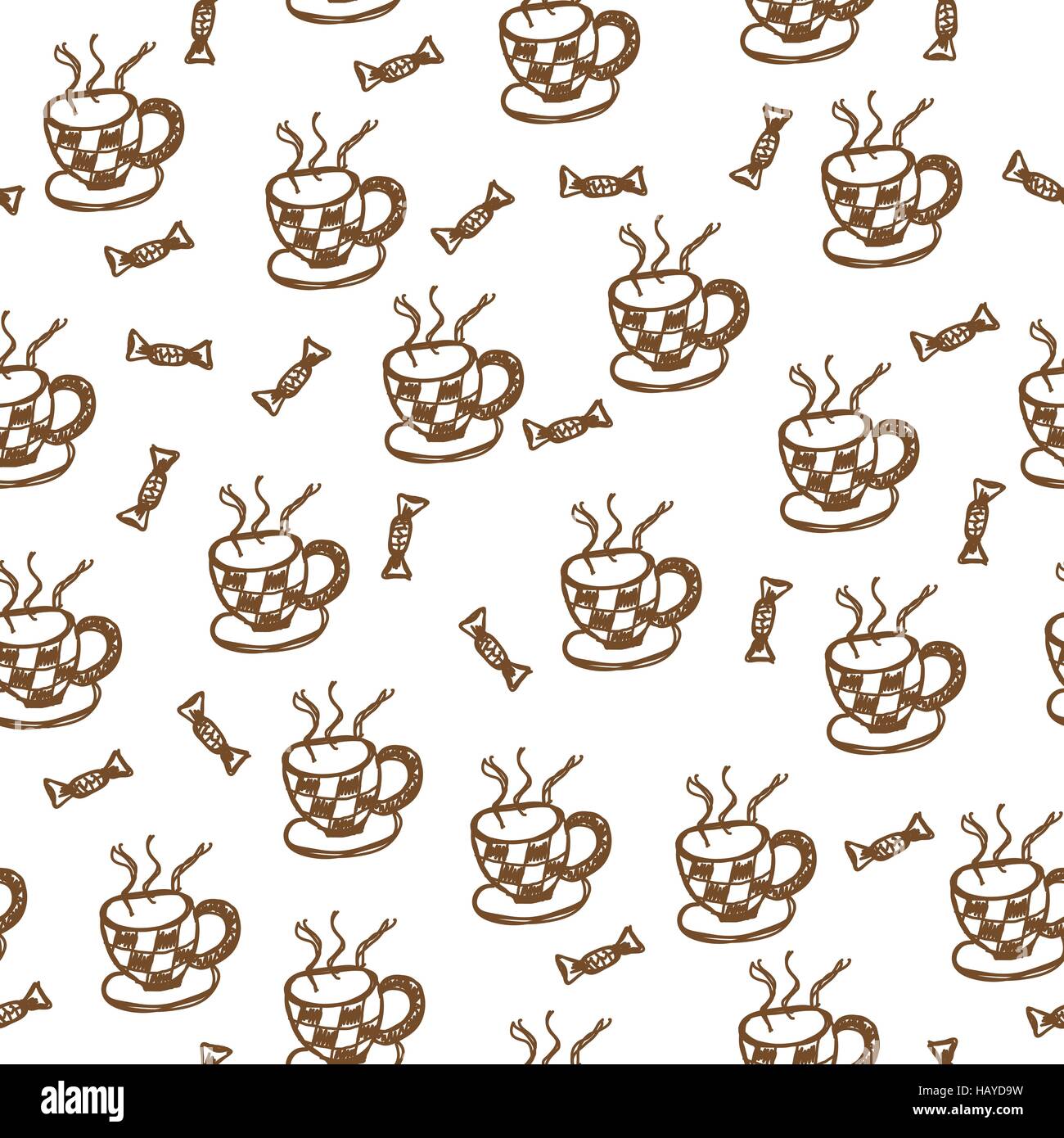 Pink Coffee Draw Pattern Coffee sketch hand drawing pattern vector illustration Stock Vector ...