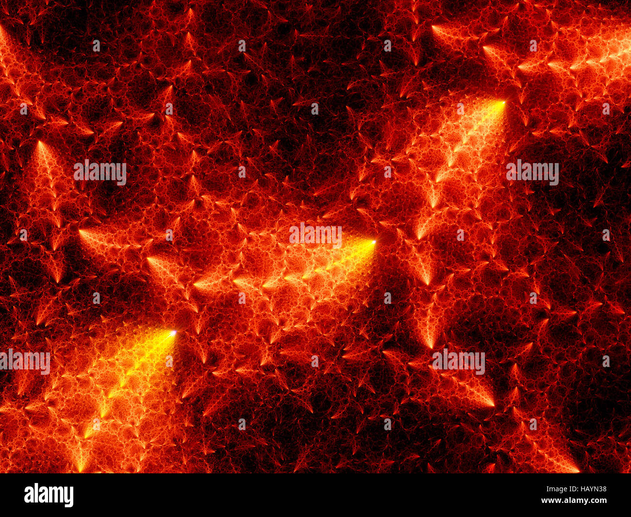 Fiery glowing spherical fractal, computer generated abstract background, 3D rendering Stock Photo