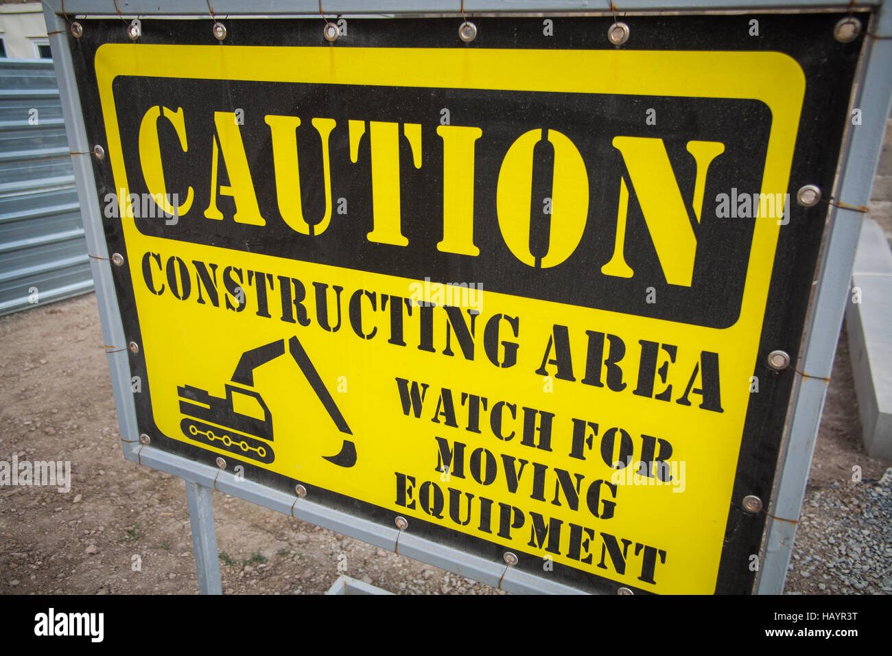 Color image of a construction area forbidden access sign Stock Photo ...