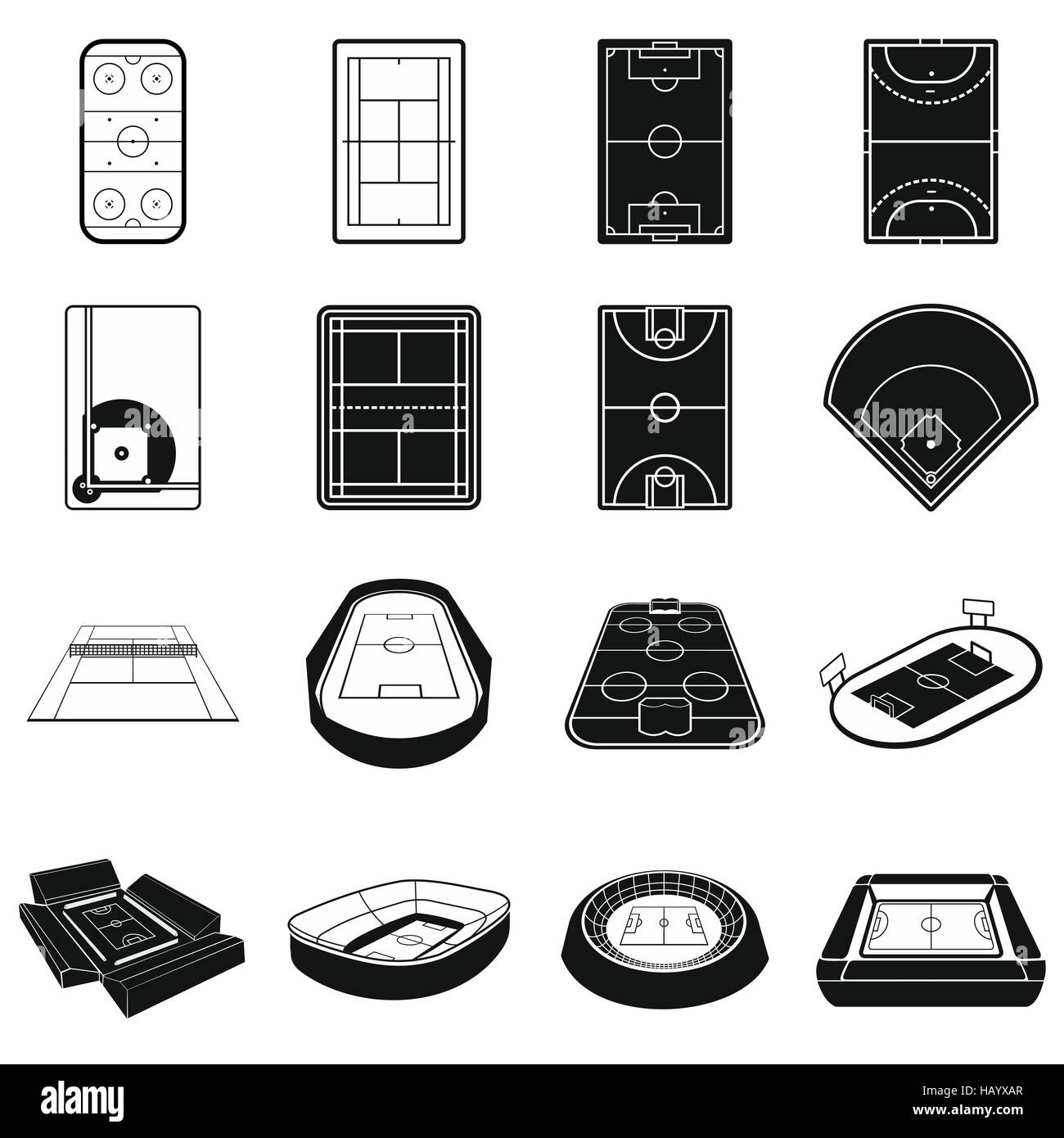 Stadium black simple icons set Stock Vector Image & Art - Alamy