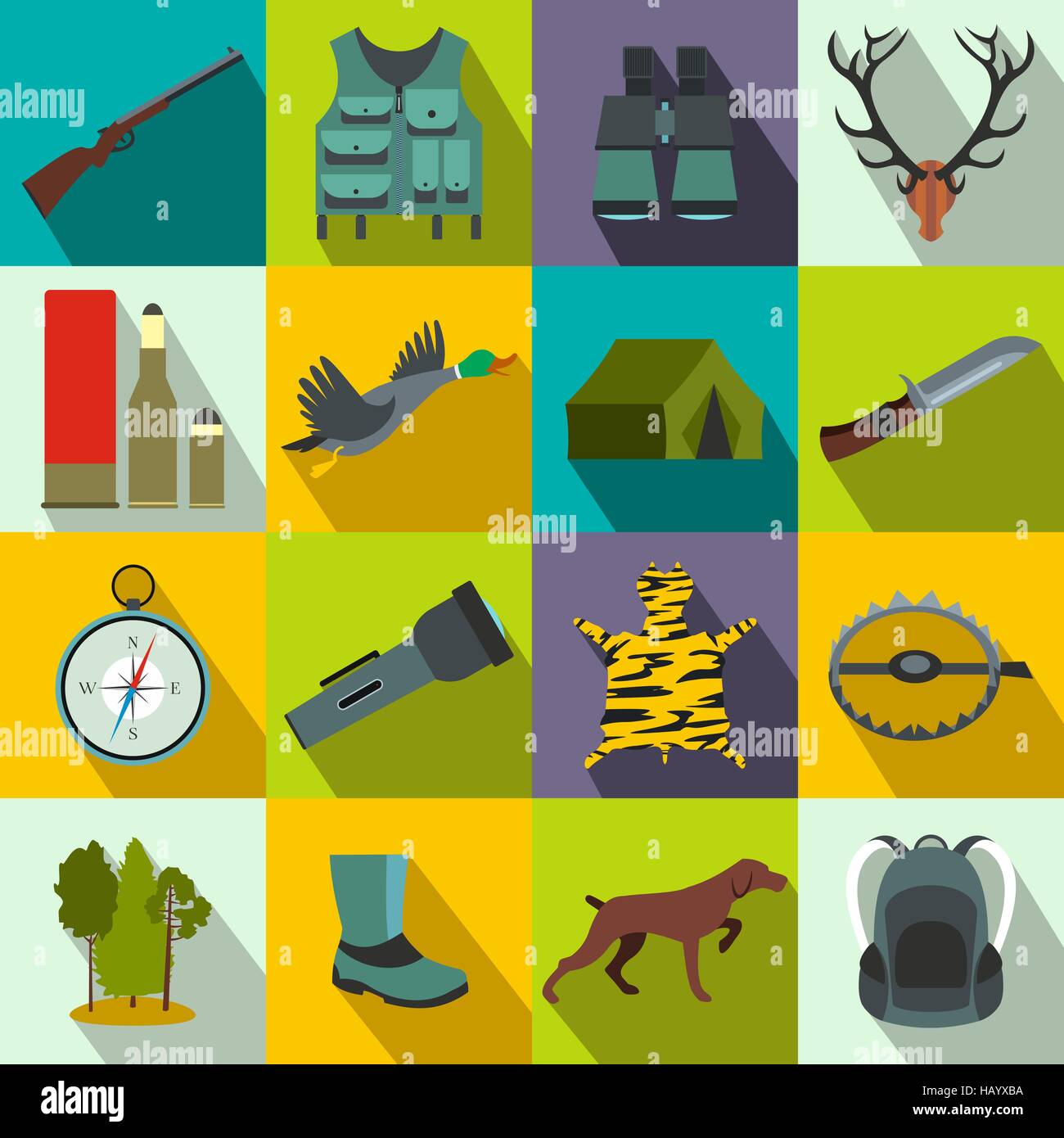 Hunting flat icons Stock Vector Image & Art - Alamy