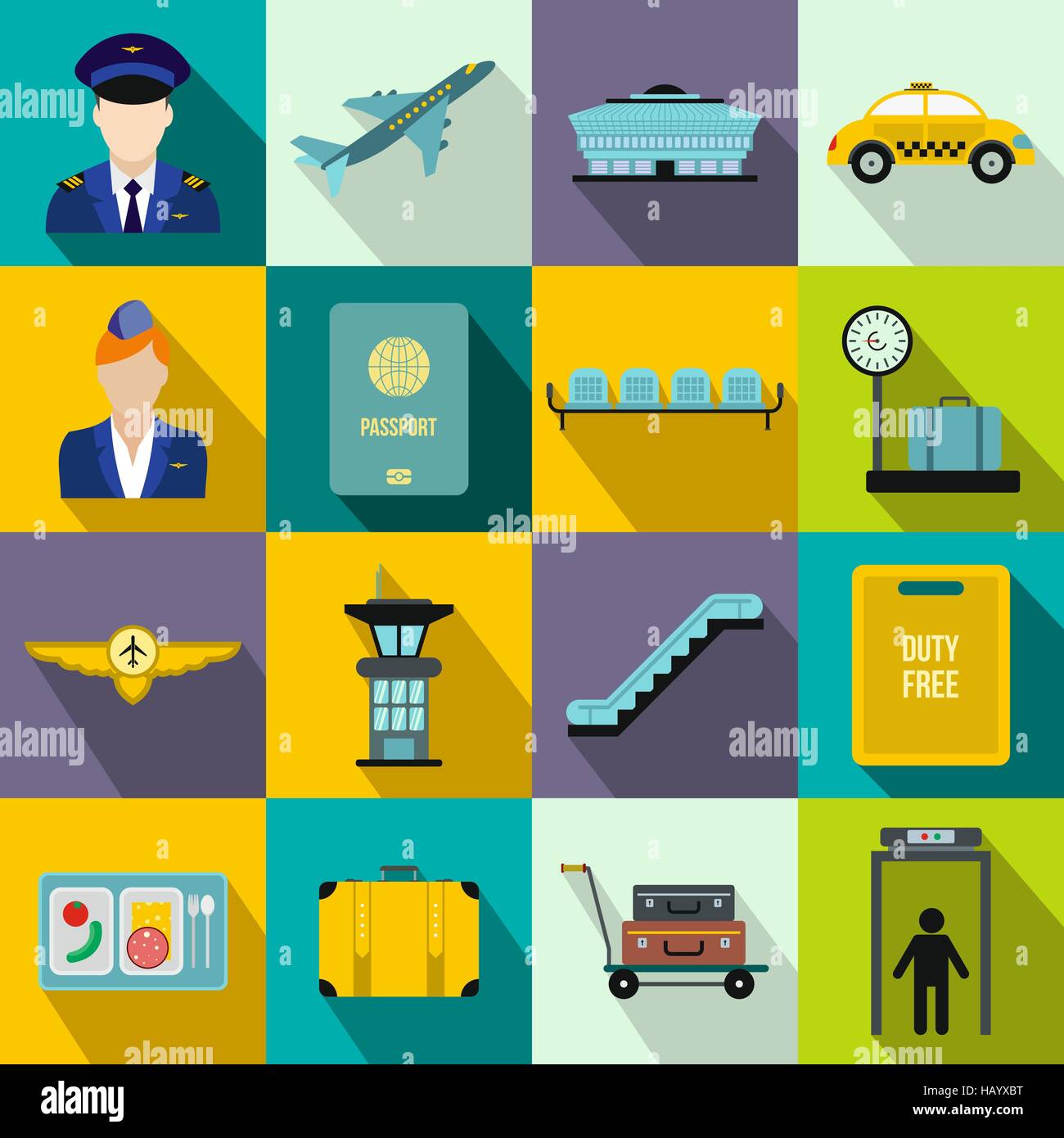 Airport flat icons Stock Vector Image & Art - Alamy