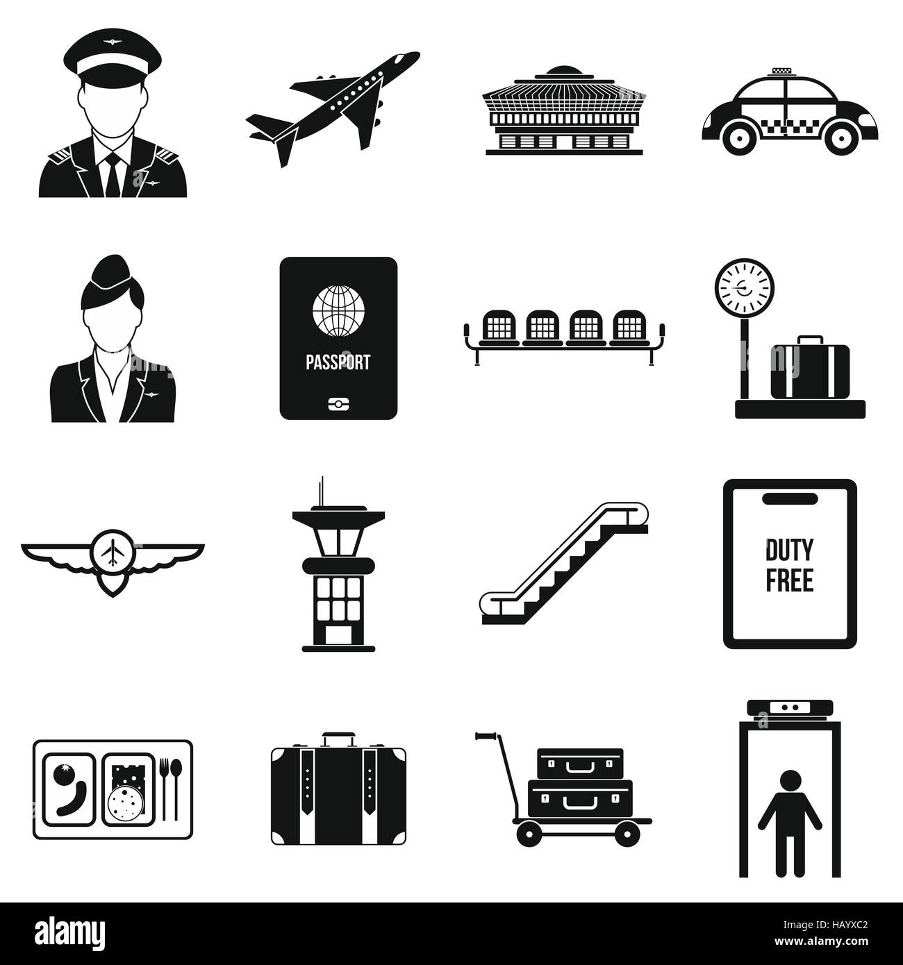 Airport black simple icons Stock Vector Image & Art - Alamy
