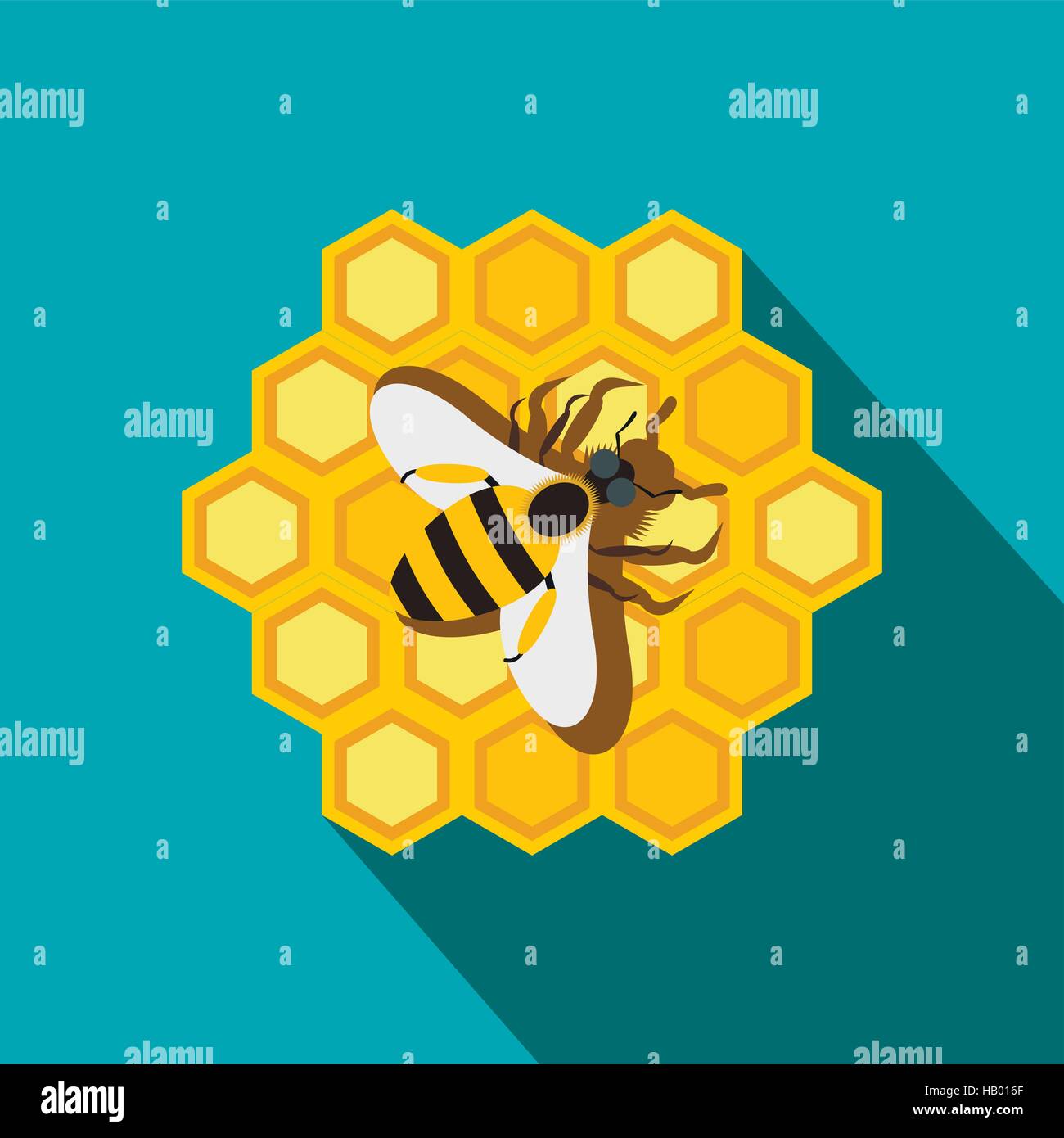 Honeycomb and bee flat icon Stock Vector Image & Art - Alamy