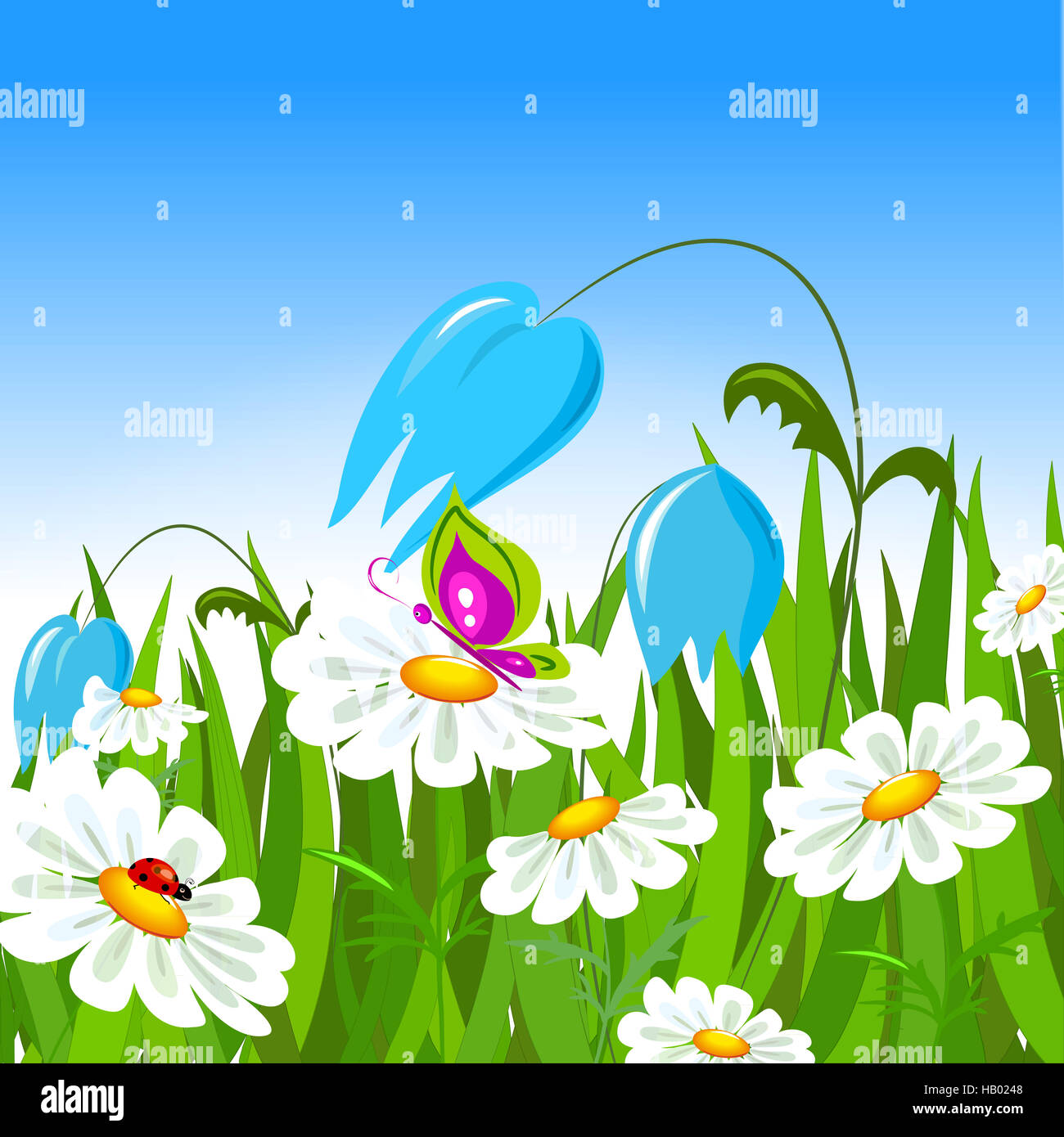 Green grass and colorful spring flowers Stock Photo - Alamy