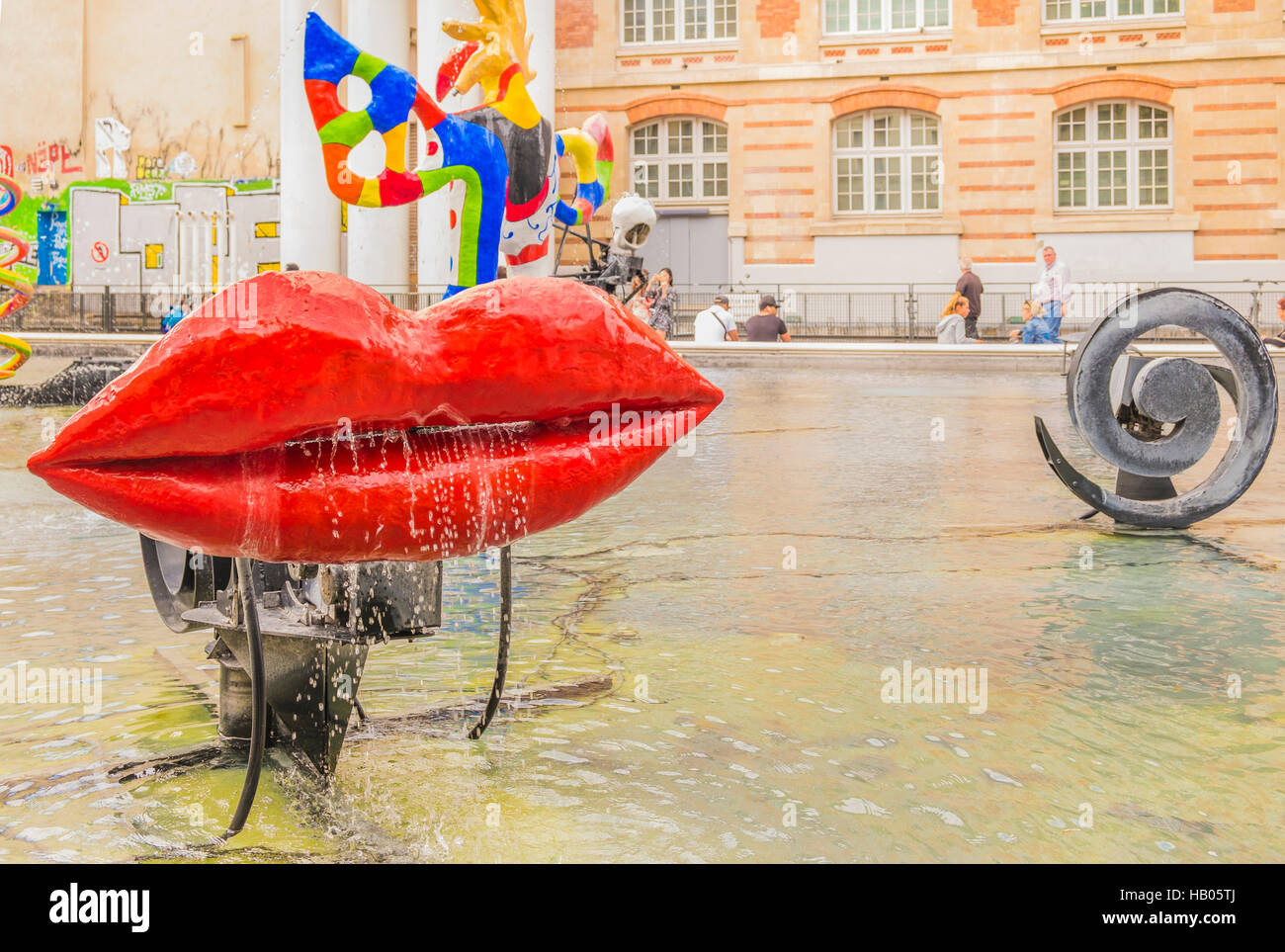 detail of stravinsky fountainwith sculptures by niki de saintphalle and jean tinguely, place stravinsky next to georges pompidou Stock Photo