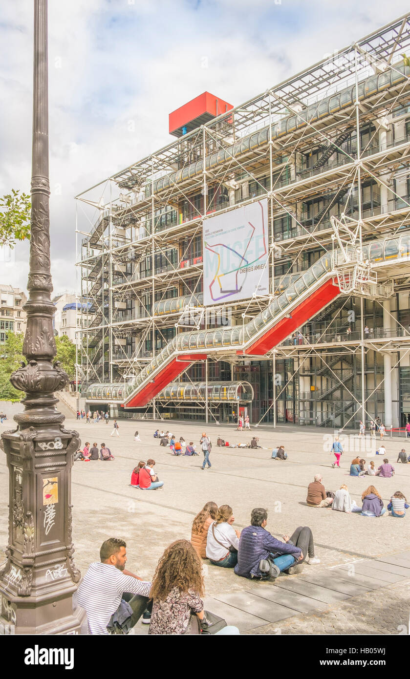 street scene in front of georges pompidou center Stock Photo