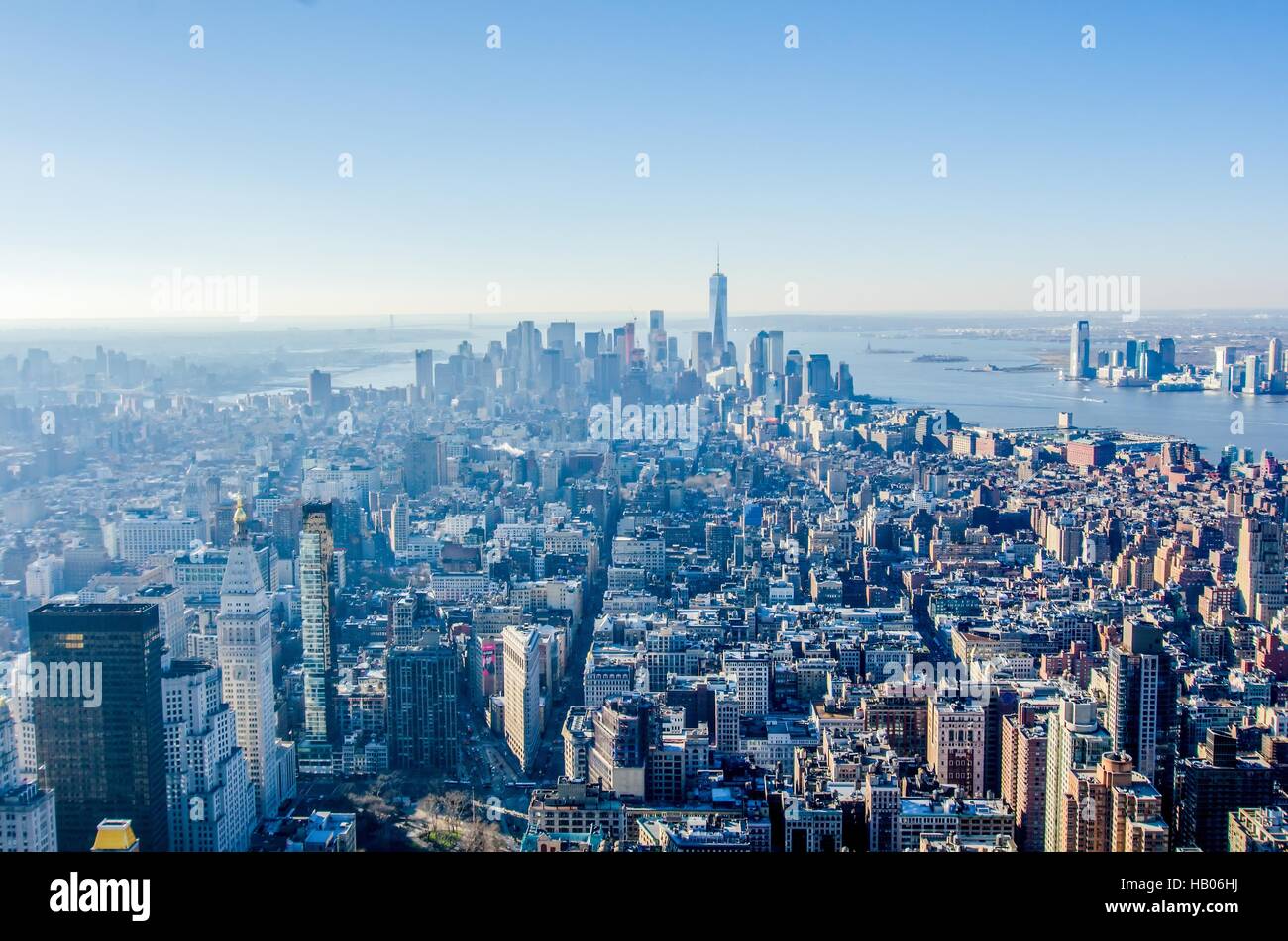 new york city manhattan skyline aerial Stock Photo - Alamy