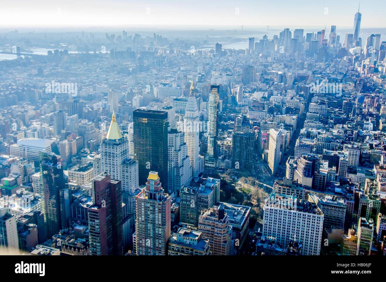new york city manhattan skyline aerial Stock Photo - Alamy