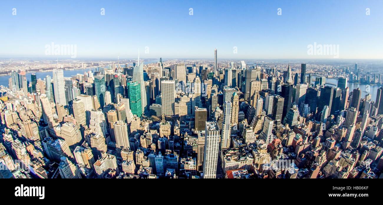 new york city manhattan skyline aerial Stock Photo - Alamy
