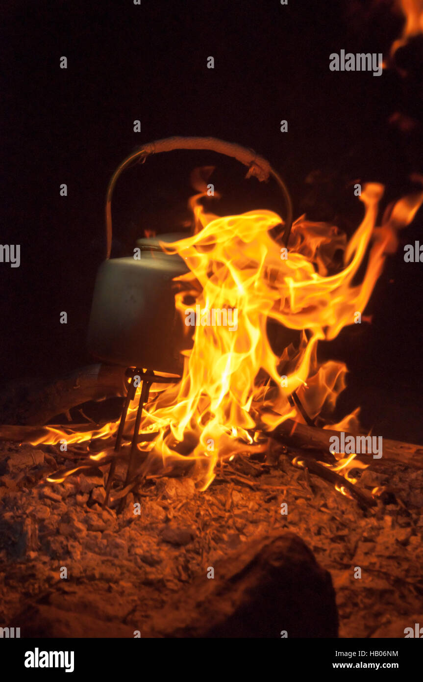 Kettle on Fire Stock Photo Alamy