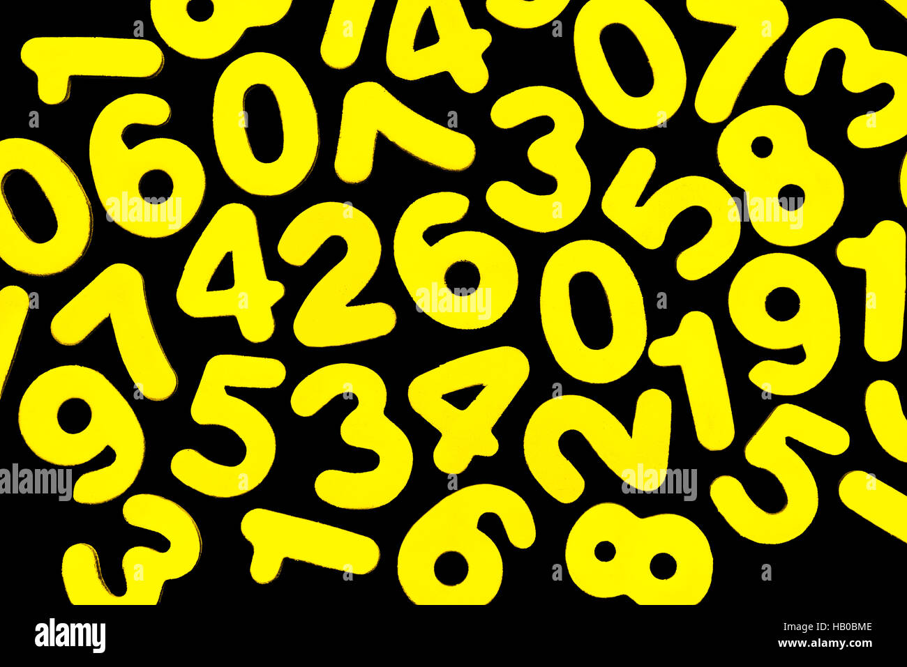 Yellow numbers on black Stock Photo Alamy