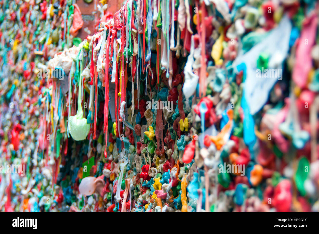 Market Theater Gum Wall in Pike Market in Seattle Stock Photo