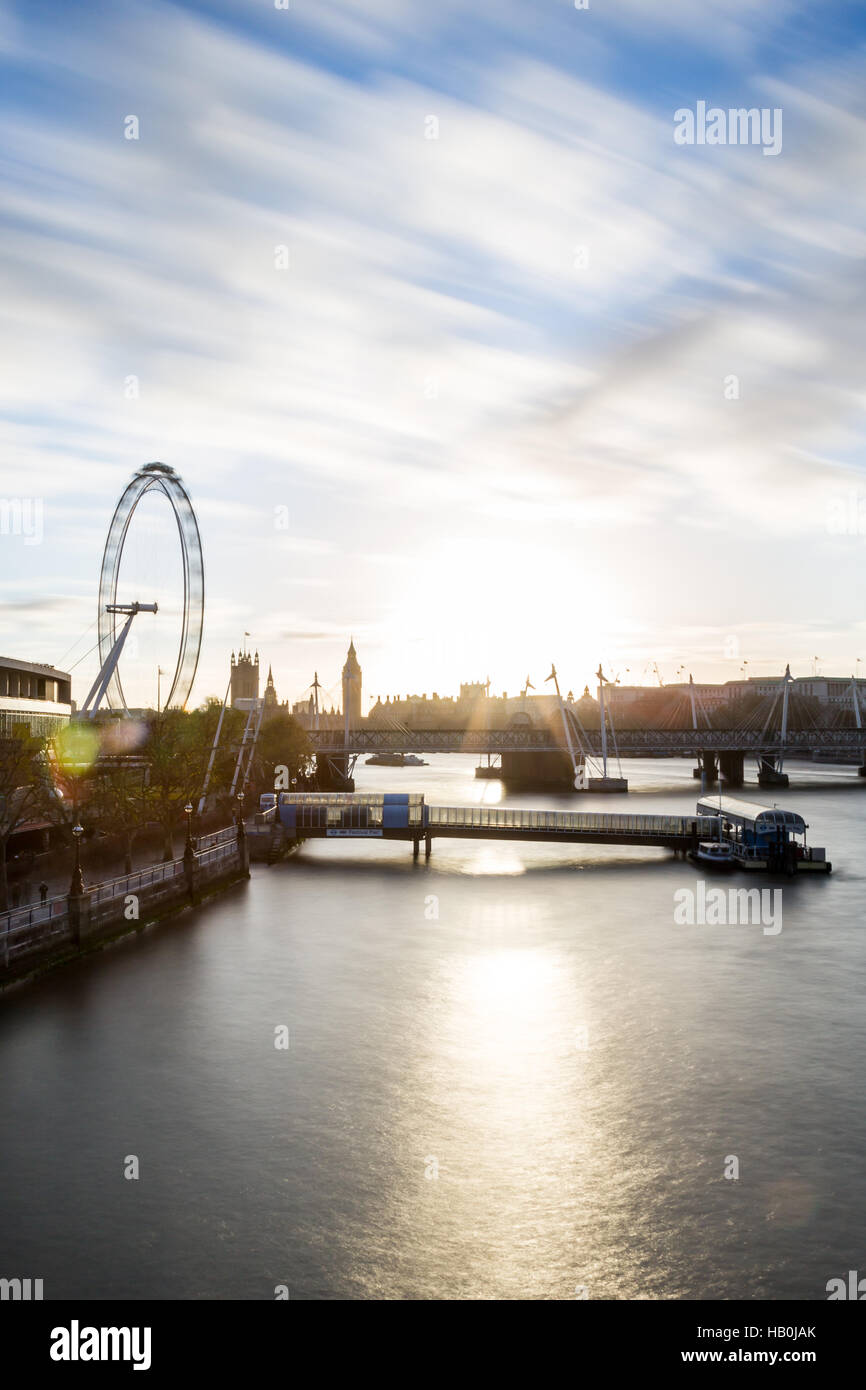 View of River Thames from Waterloo Bridge, London, UK Stock Photo