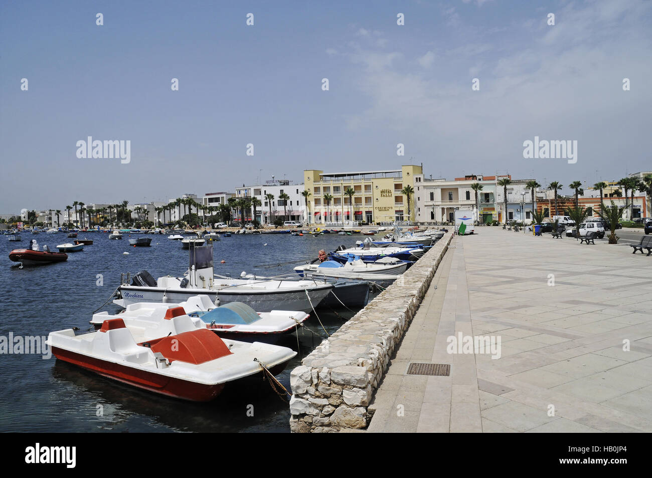 harbour, promenade, Porto Cesareo, Italy Stock Photo