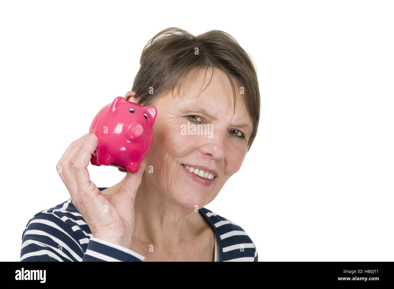 happy with piggy bank Stock Photo - Alamy