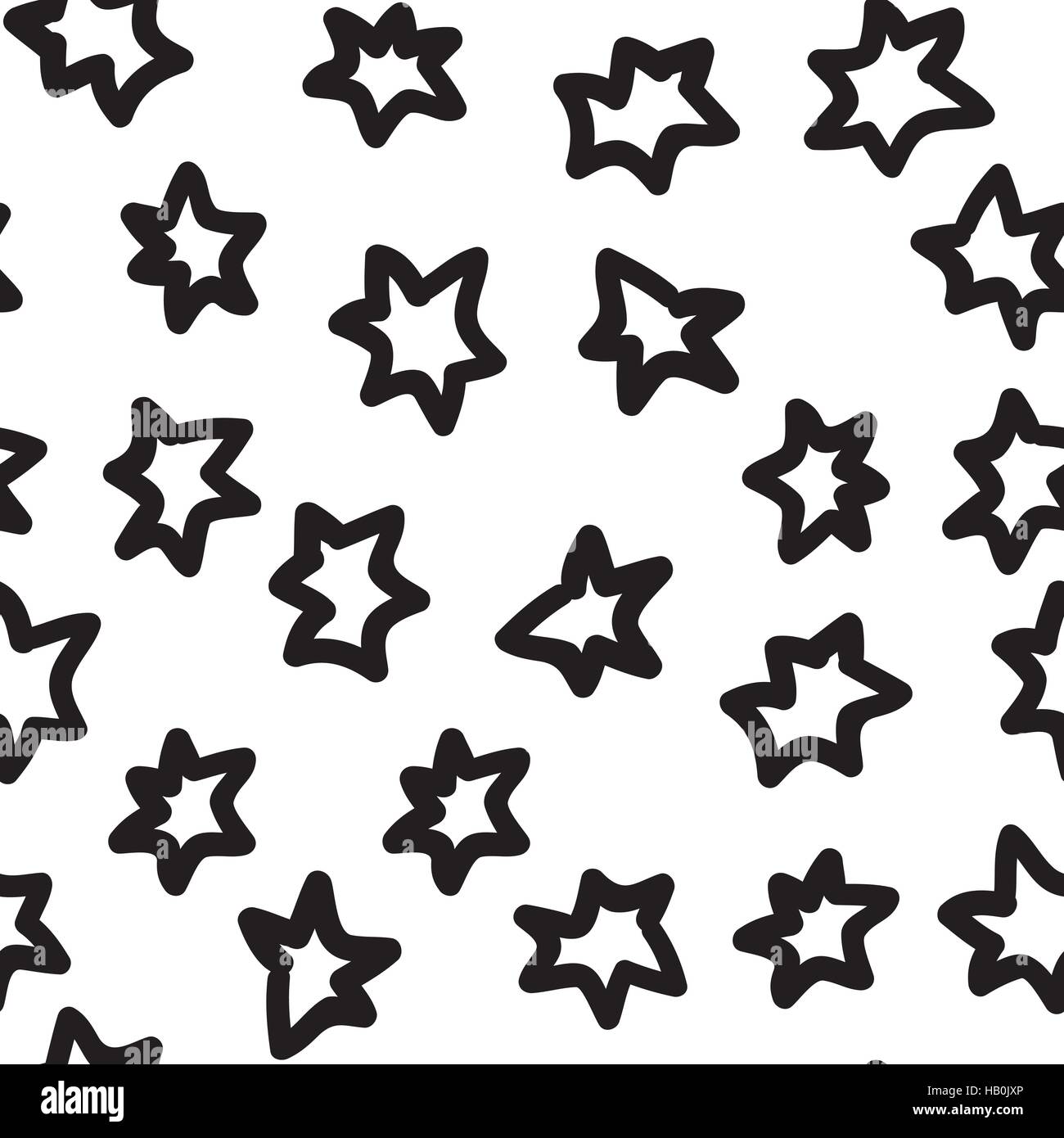 Vector hand-painted seamless pattern with abstract stars doodles Stock ...