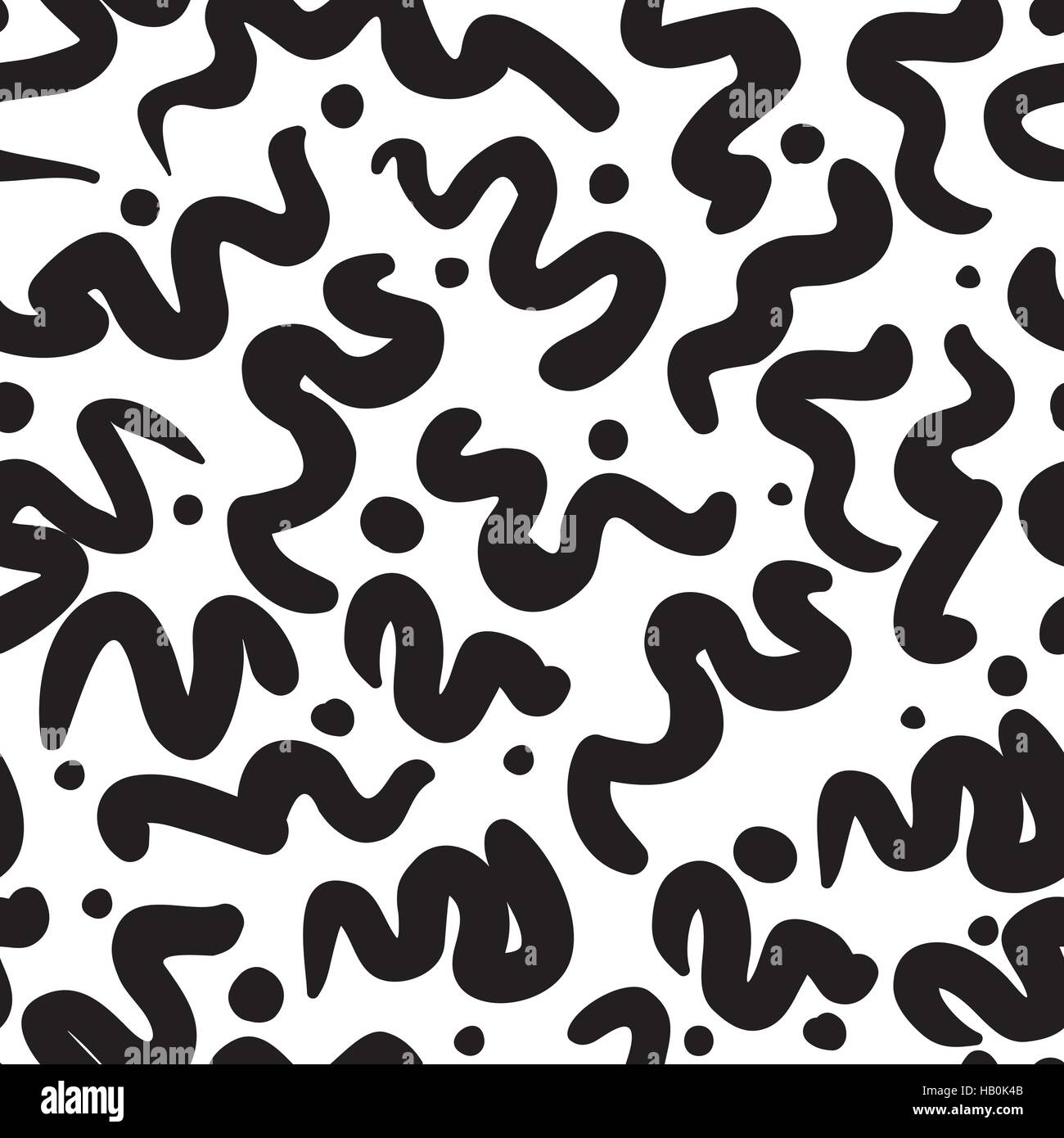 Vector hand-painted seamless pattern with abstract doodle lines Stock ...