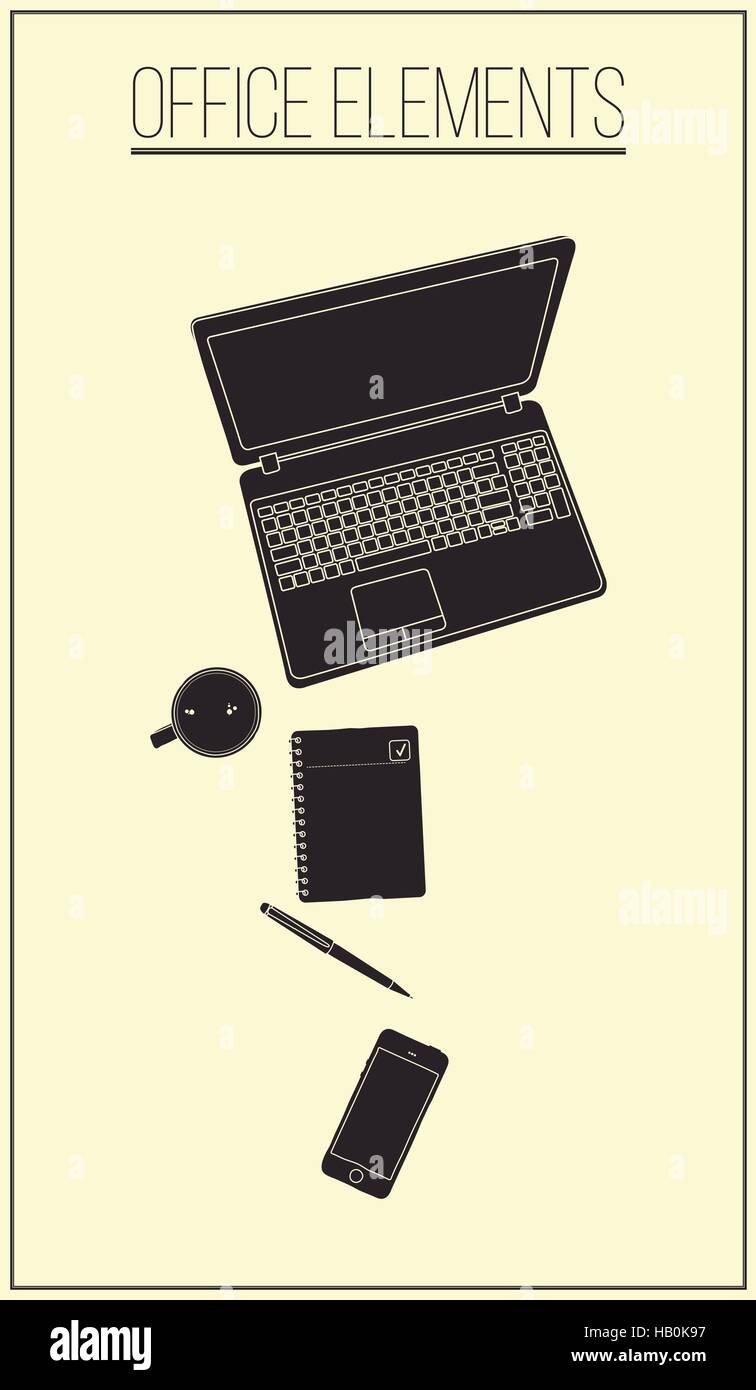 Top view of flat design workplace illustration Stock Vector Image & Art ...