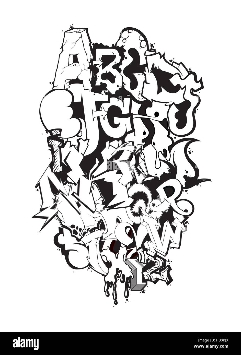 Graffiti font hi-res stock photography and images - Alamy