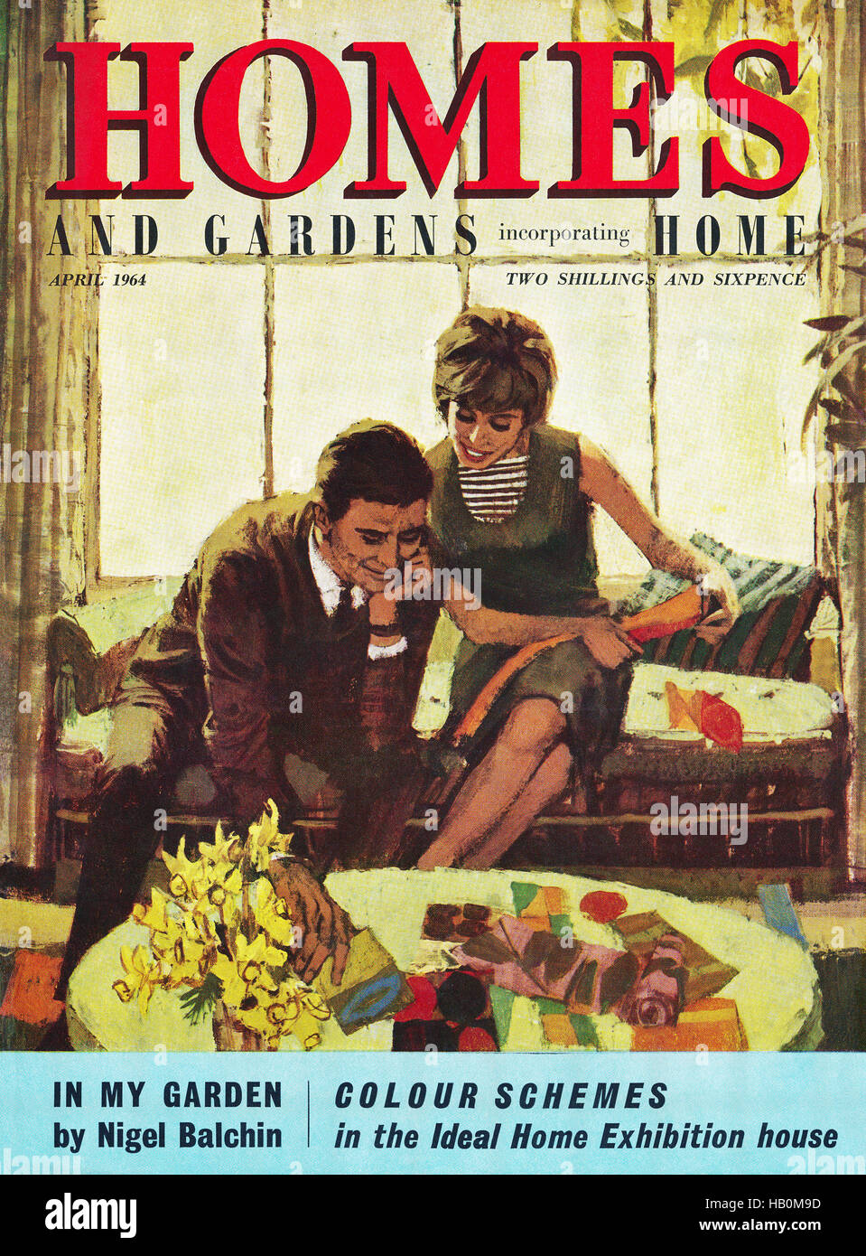 Front cover of Homes And Gardens magazine for April 1964 illustrated by Michael Johnson Stock Photo