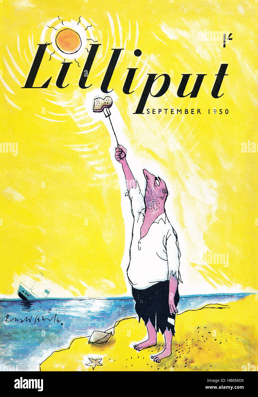 Front cover of Lilliput magazine for September 1950 with an illustration by Ronald Searle Stock Photo