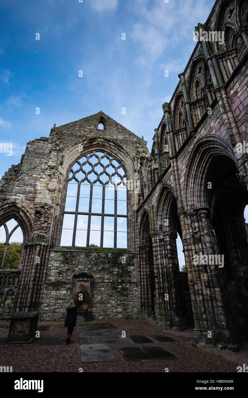 Ruins of Holyrood Abbey, next to the Palace, Edinburgh, Scotland Stock Photo