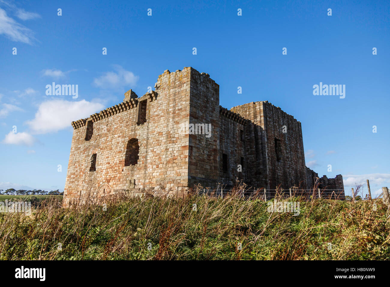 14th-century Crichton Castle ruins Stock Photo