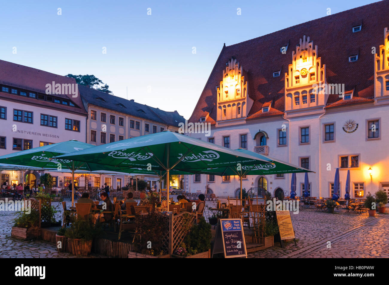 Meißen Market with town hall, , Sachsen, Saxony, Germany Stock Photo