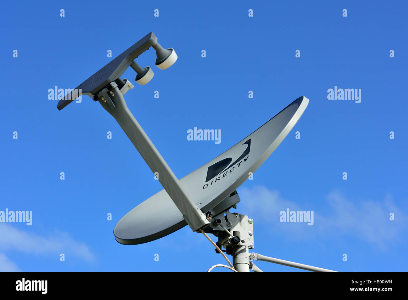 DirectTV satellite receiving TV antenna for American direct broadcast Stock Photo