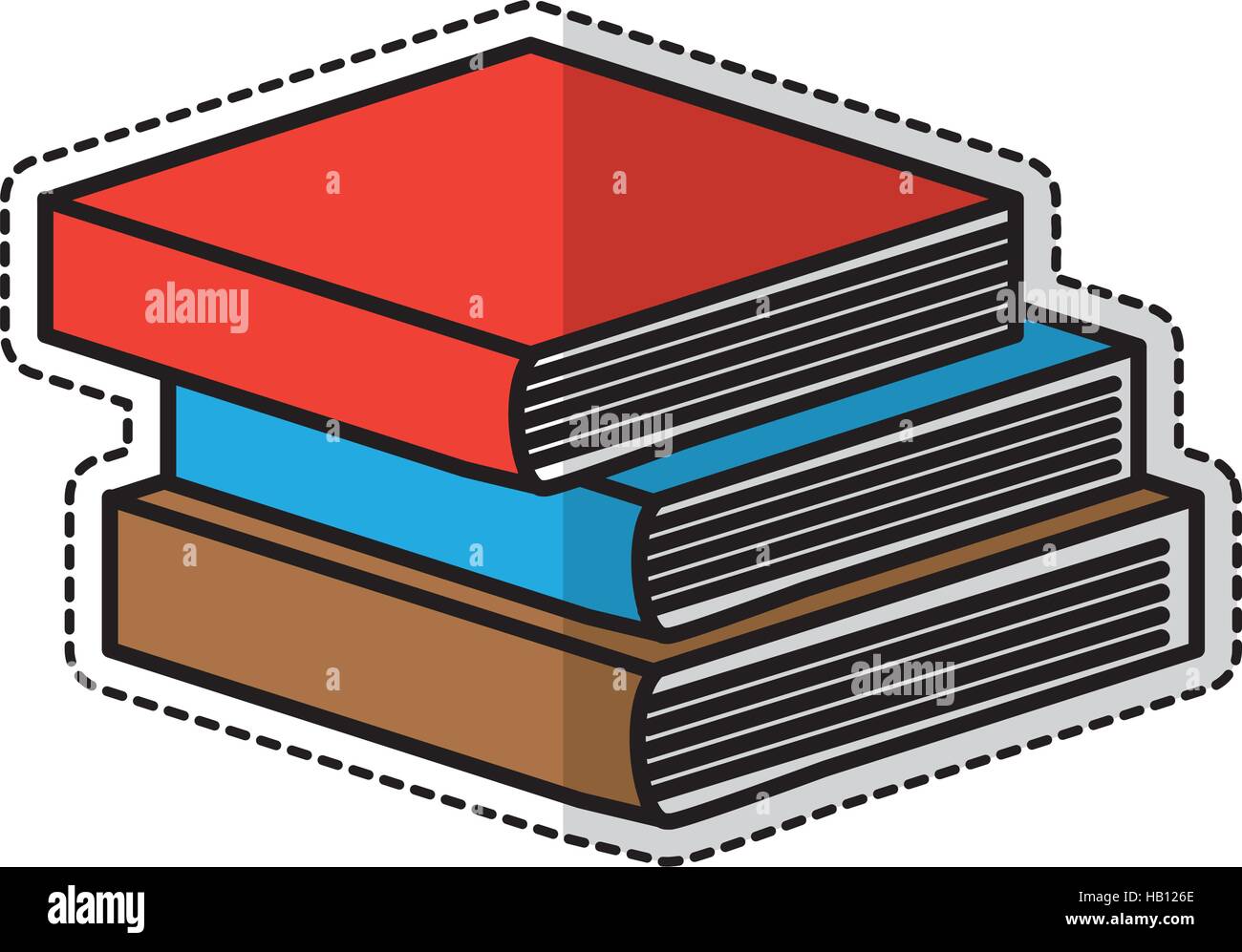 stack of books sticker icon over white background. colorful design ...