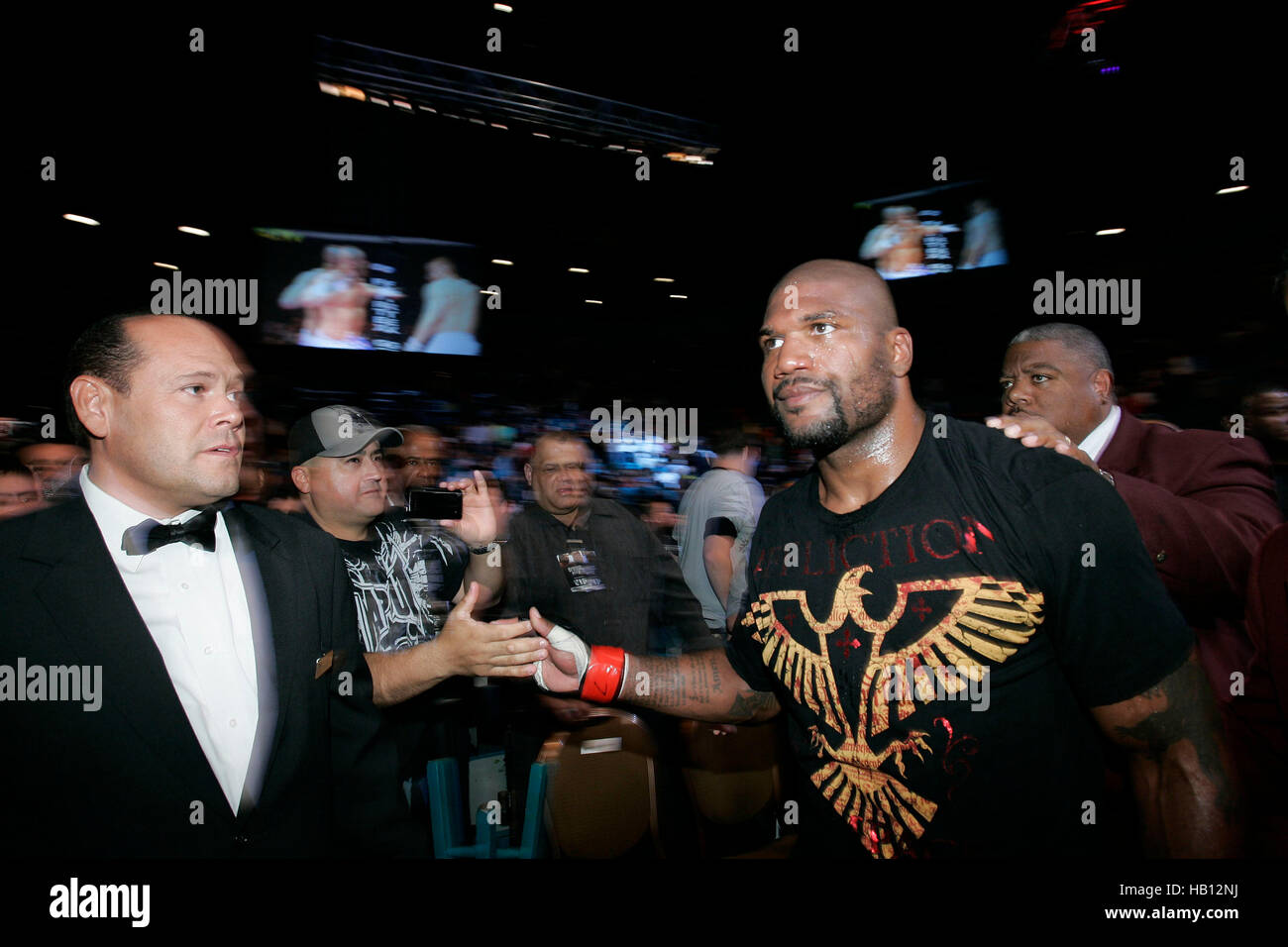 UFC fighter Quinton "Rampage" Jackson leaves the octagon after losing