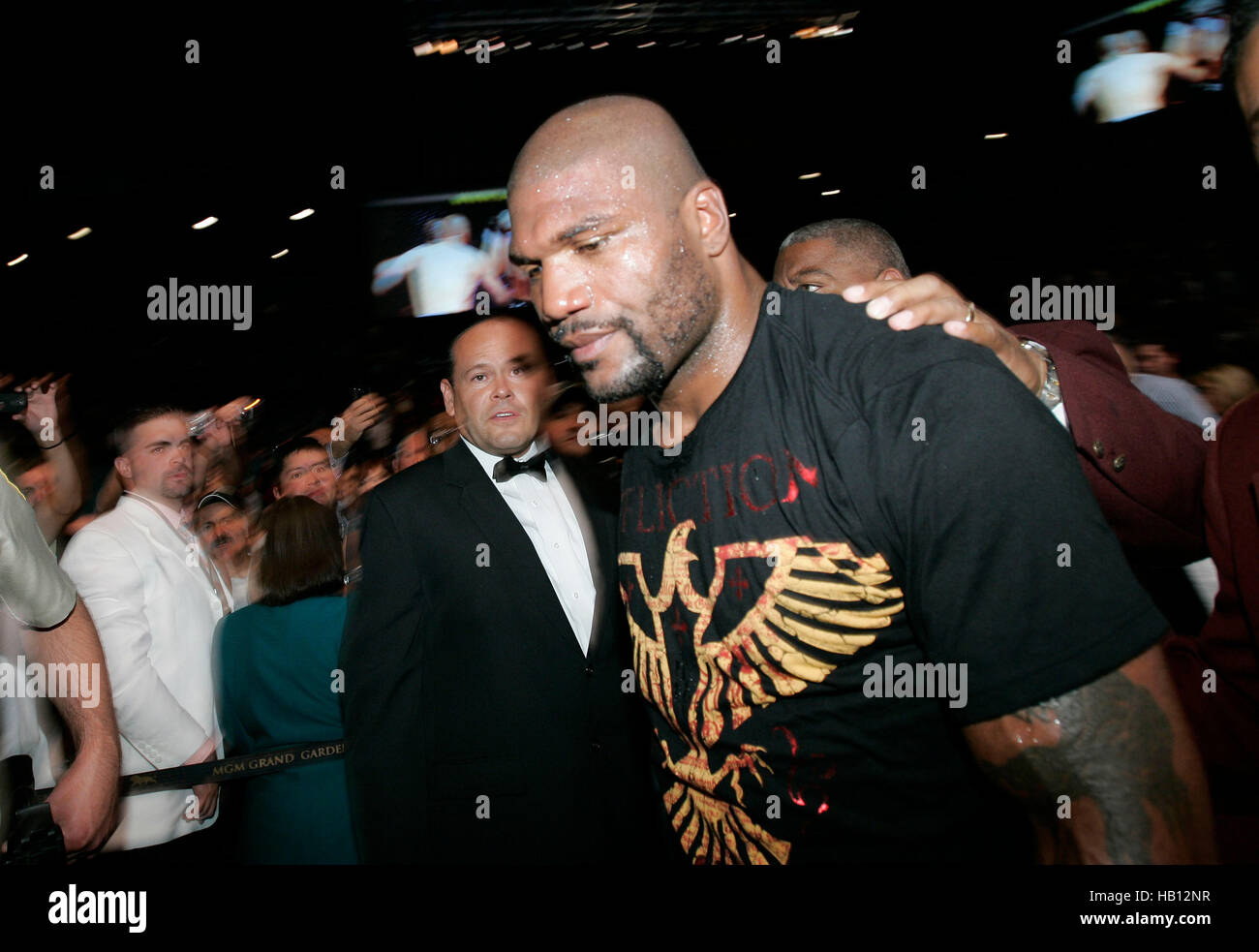 UFC fighter Quinton "Rampage" Jackson leaves the octagon after losing