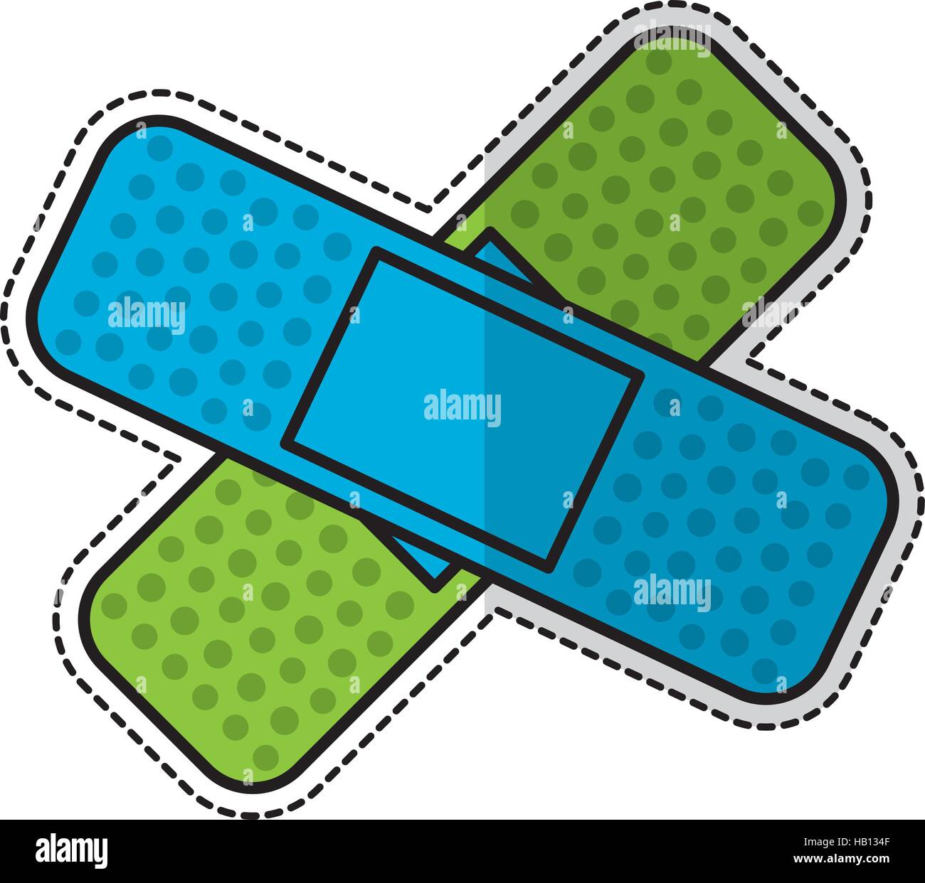 adhesive bandages crossed over white background. colorful design