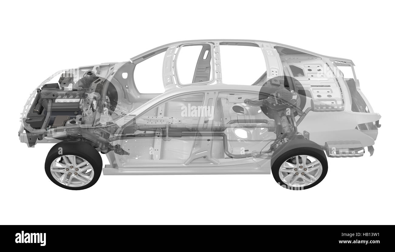 Car Chassis with Engine Stock Photo