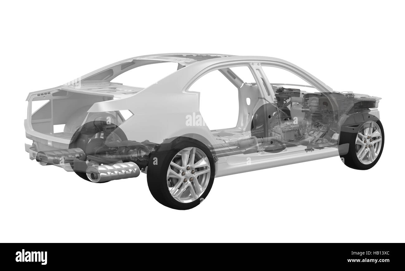 Car Chassis with Engine Stock Photo